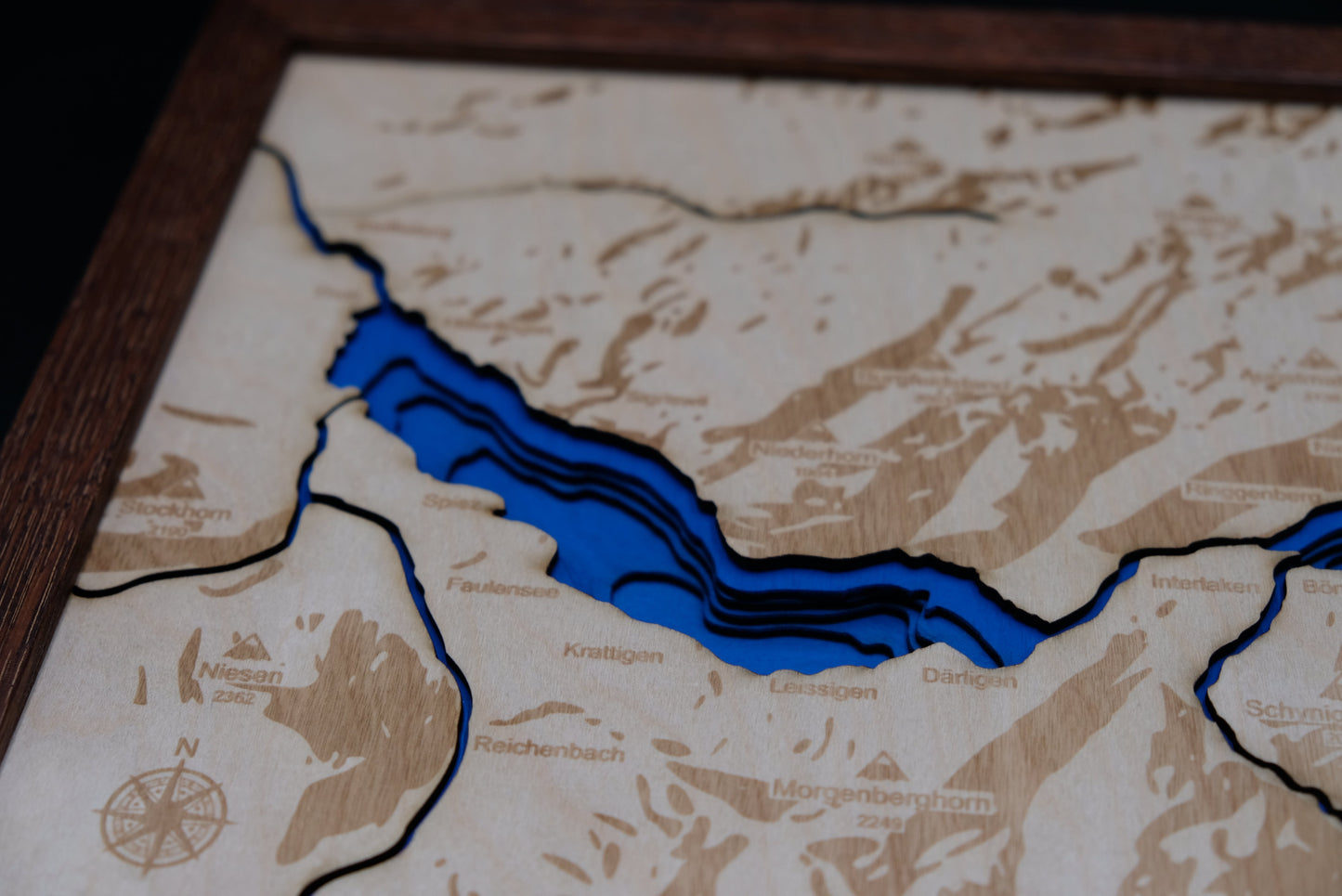 3D Wandkarte Thunersee und Brienzersee, Wandkarte, Zürichsee, Deko, Hause, Home, Bild, Thun, Interlaken, Brienz, Berner Oberland, Schweiz