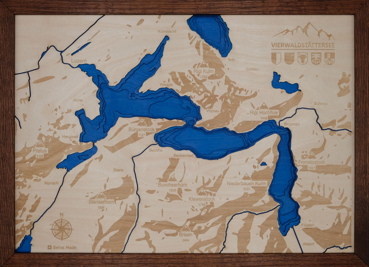 3D Wandkarte Vierwaldstättersee, Wandkarte, Vierwaldstättersee, Deko, Hause, Home, Luzern, Zug, Zentralschweiz, Bild